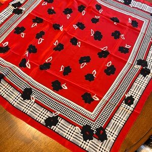 Red and Black Floral Scarf